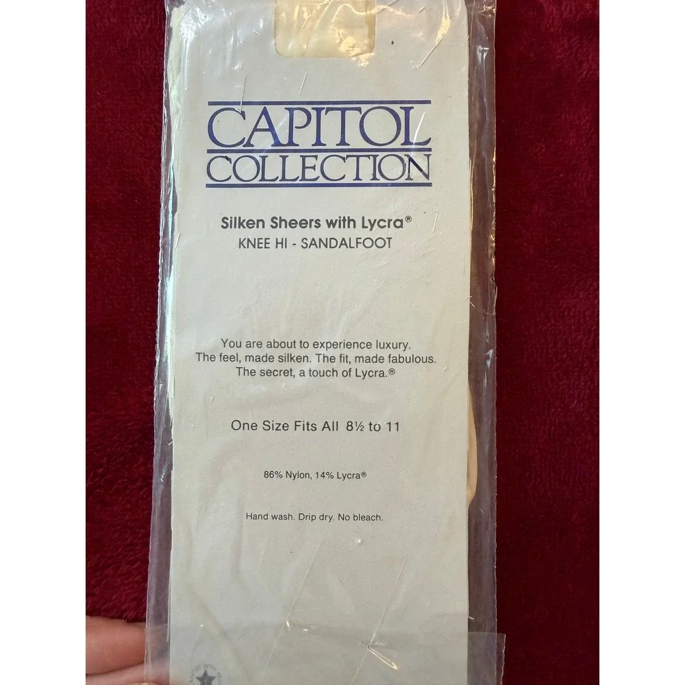 Capitol Collection‎ Silken Sheers Knee High Sandalfoot Ivory Stockings NIP 1027
